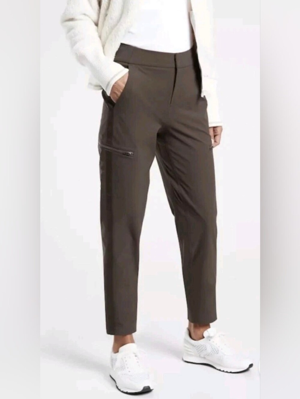Athleta Women's Tailored Zip Pocket Tapered Pants — Dark Brown
